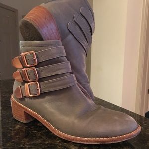 Loeffler Randall Fenton Boot Gray Leather Brass